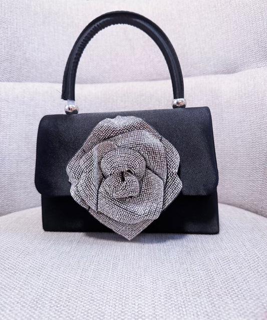 Flower rhinestone purse